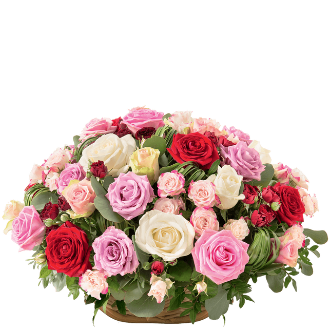 Panier de roses mutlticolore - Les Jolies Choses